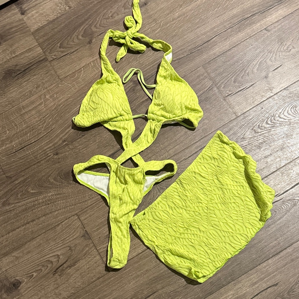 textured cutout monokini with a sarong/cover-up.